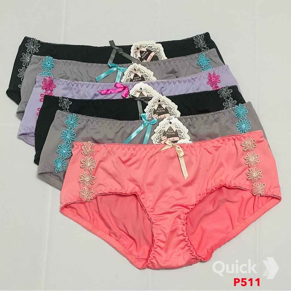 NWT 6 pcs Floral Trim Low-Rise Hipsters